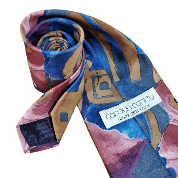 Vintage Carolyn Conley Abstract Geometric Bold Artsy 1993 Tie - Picture 3 of 3